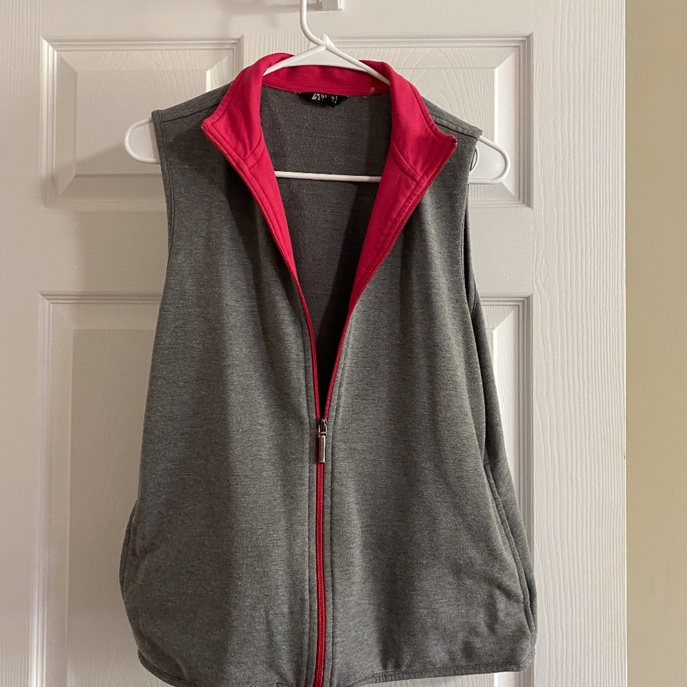 Grey and Pink Zip up Sleeveless Vest by Blast Sport